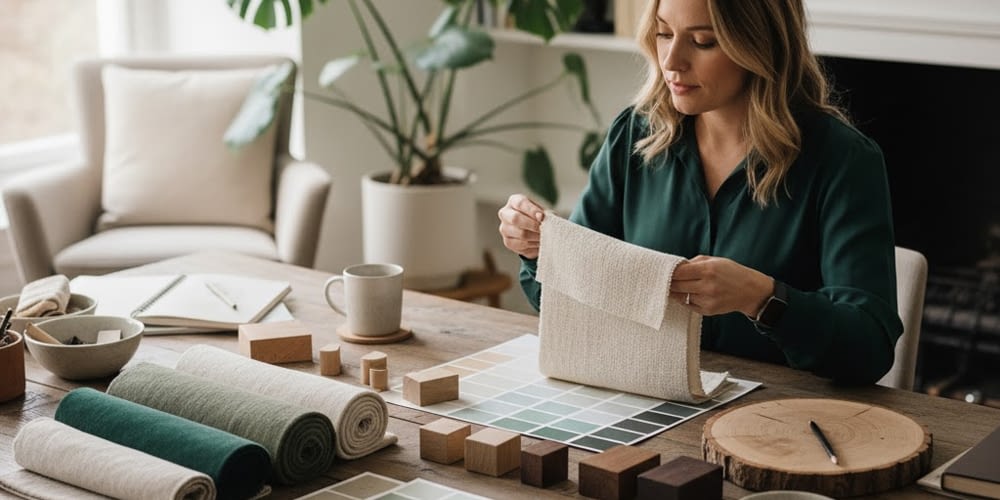 מעצבת פנים מול לוח השראה - טיפים לעיצוב הבית