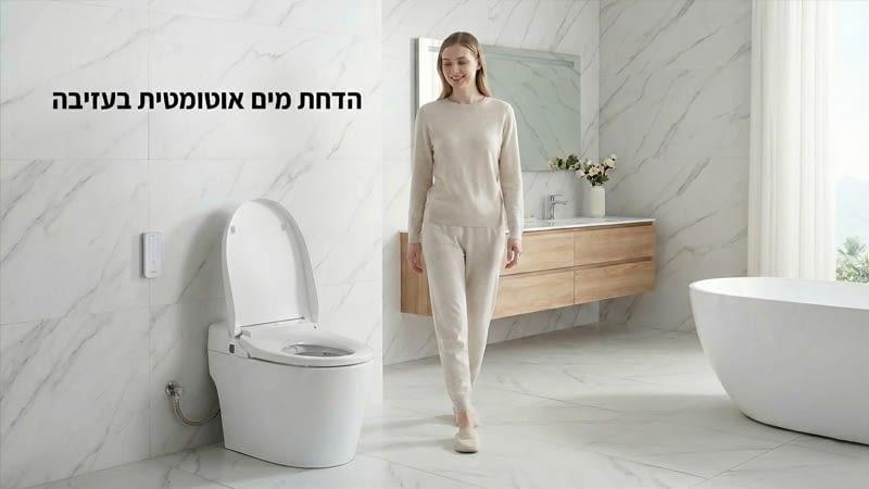 אסלה חכמה עם הדחת מים אוטומטית