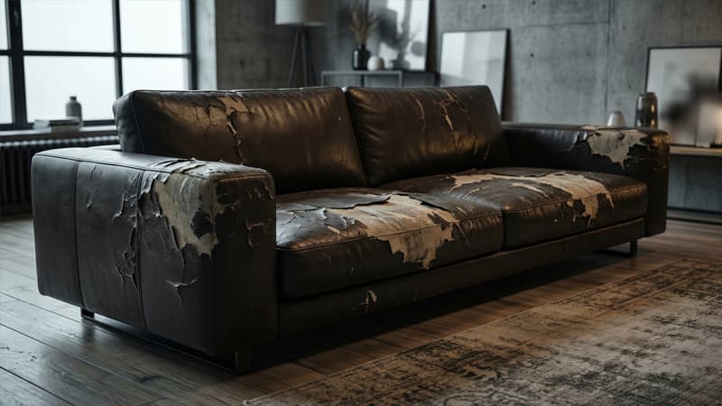 ספה עם עור לא איכותי שמתקלף
