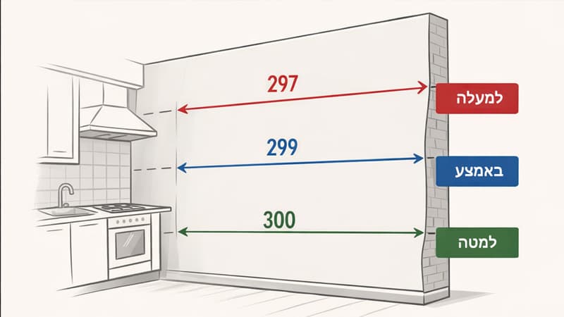 מדידת קיר בשלושה נקודות לדיוק