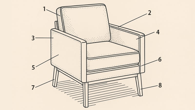 שירטוט של כיסא לייצור - מפרט מוצר