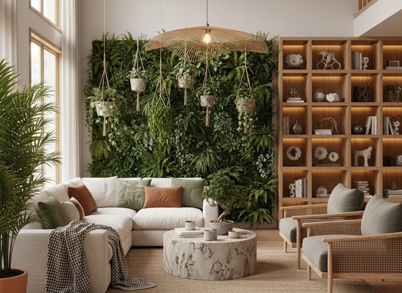 עיצוב הבית - קיר צמחים מלאכותי
