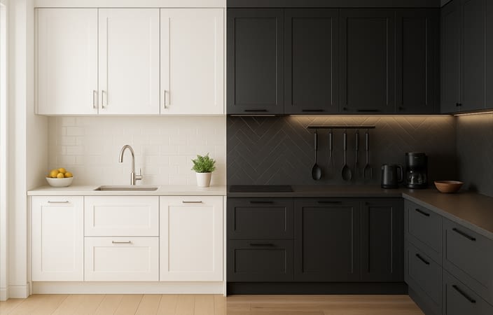 מטבח כהה או בהיר בהתאם לגודל החלל