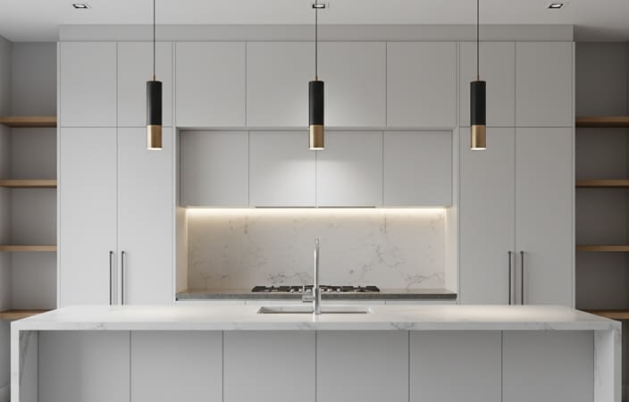 תאורה למטבח במספר דרגות וזוויות