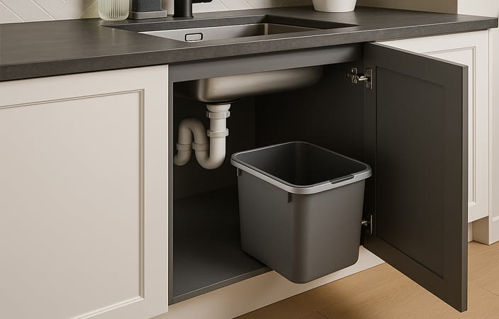 שילוב פח מטבח נשלף בארון