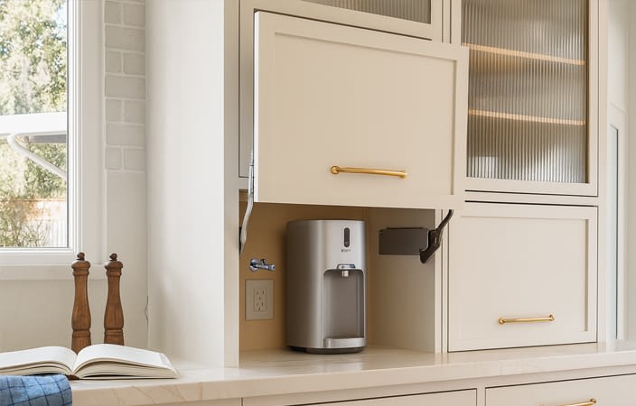 בר מים עם נקודת חשמל ומים בארון מטבח