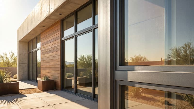 בית מודרני עם חלונות אלומיניום