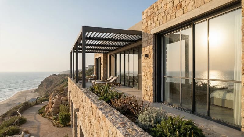 בית ליד הים - אלומיניום בצביעה פלוארוקרבון