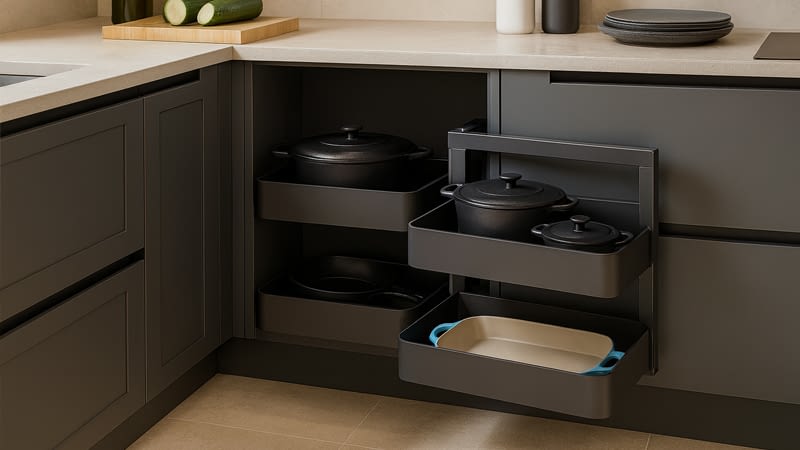 מגירה נשלפת - פתרונות אכסון חכמים למטבח