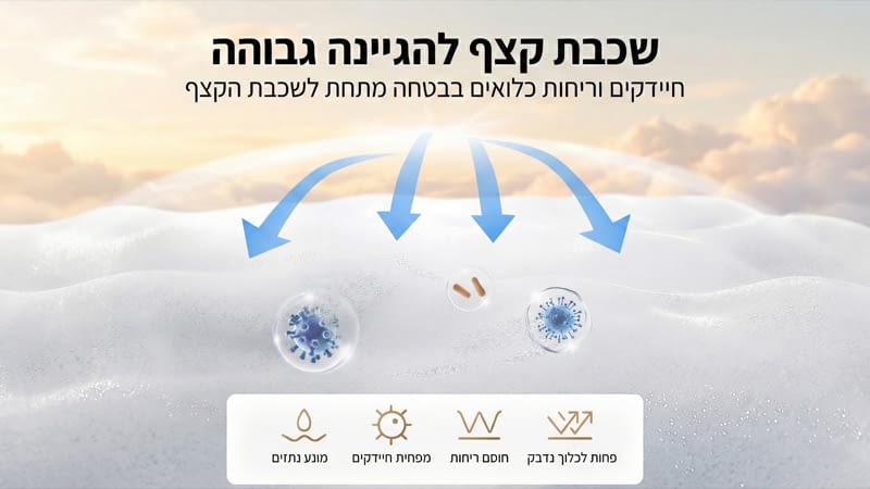 שכבת קצף להפחתת חיידקים וריחות רעים