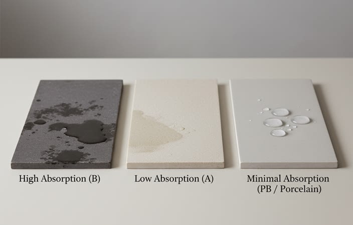 רמות ספיגת מים של אריחי ריצוף