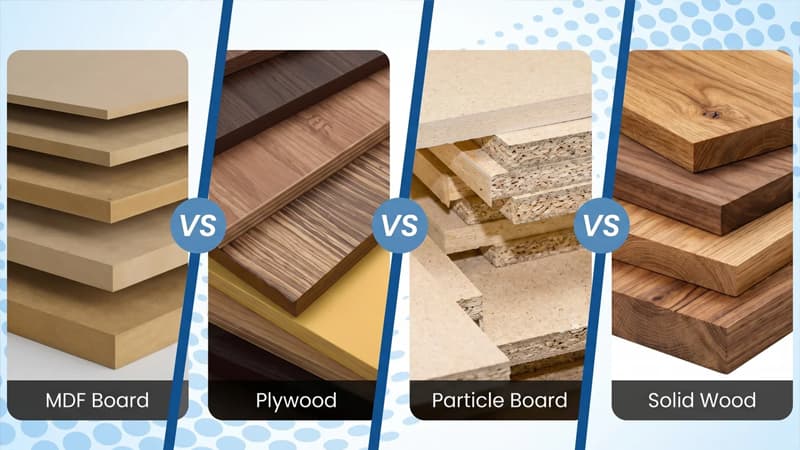 השוואה בין סוגי העץ - MDF, PLYWOOD, SOLID WOOD, PARTICAL BOARD