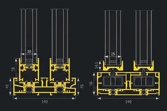 פרופיל אלומיניום דלתות הזזה פנורמיים - סידרה W-140
