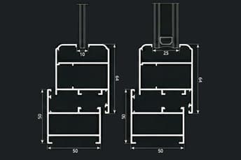 פרופיל אלומיניום חלון ציר סידרה 50 - יבוא מסין