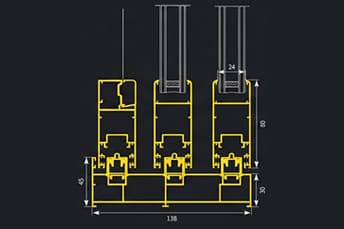 פרופיל אלומיניום - מערכת דלתות הזזה - סידרה 80