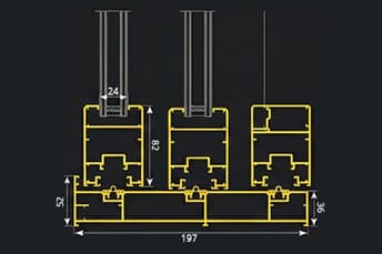 פרופיל אלומיניום - מערכת דלתות הזזה - סידרה 82