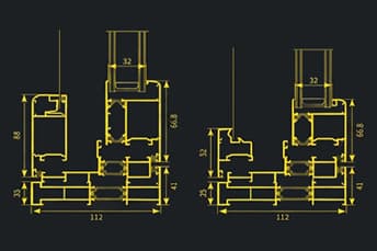 פרופיל אלומיניום חלון ציר עם נתק תרמי סידרה AS-112
