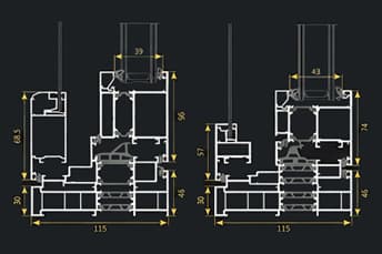 פרופיל אלומיניום חלון ציר עם נתק תרמי סידרה AS-115