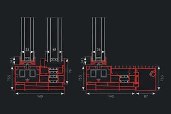 פרופיל אלומיניום חלונות הזזה פנורמיים - סידרה W-140
