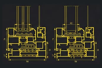 פרופיל אלומיניום חלון ציר עם נתק תרמי סידרה W98A