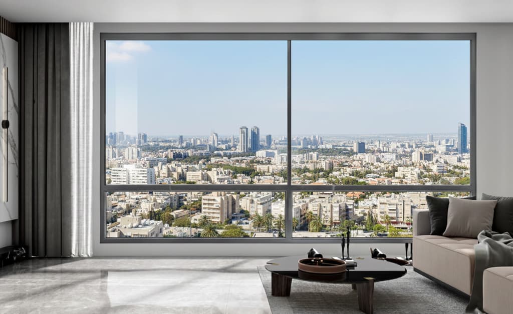 פרופיל אלומיניום חלונות הזזה פנורמיים - סידרה 128-30 - רנדר