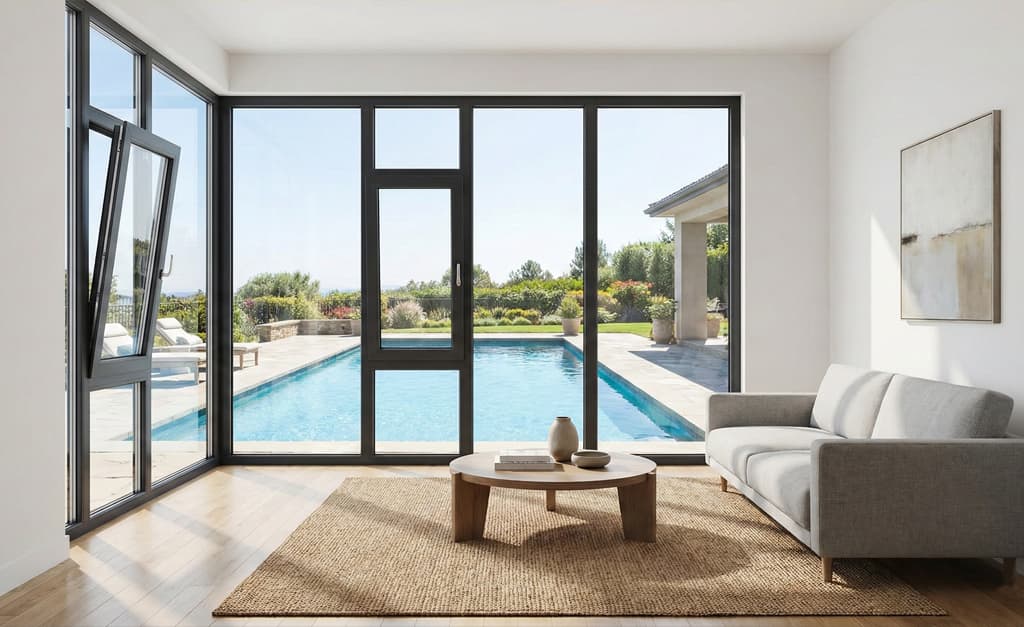 פרופיל אלומיניום חלון ציר בהטייה סידרה 60 - רנדר