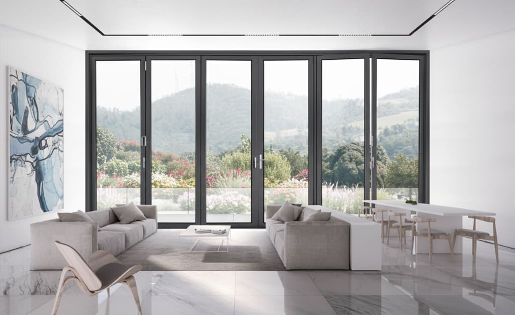 מערכת דלתות הזזה מתקפלות מאלומיניום - סידרה 75 - רנדר