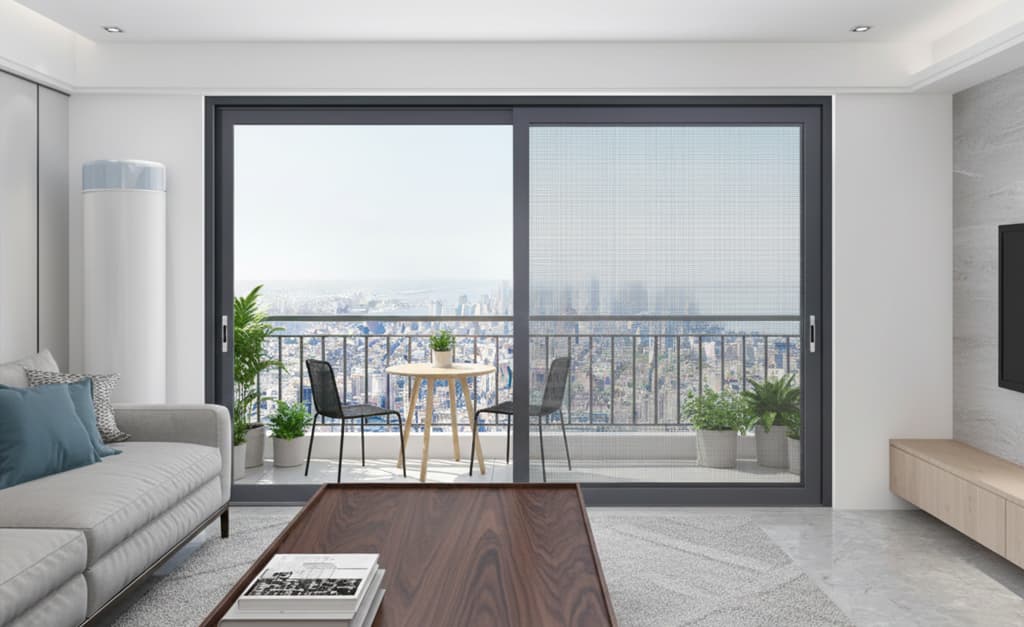 פרופיל אלומיניום - מערכת דלתות הזזה - סידרה 82 - רנדר