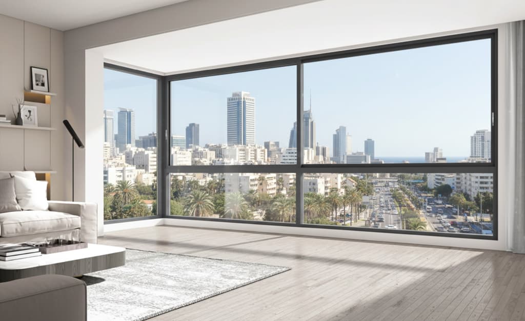 פרופיל אלומיניום חלונות הזזה פנורמיים - סידרה W-140 - רנדר