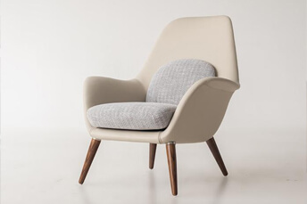 luxury leather armchair with pillows