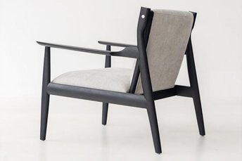 black color ash wooden chair with grey seat