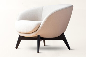 fabric armchair with black wood finish
