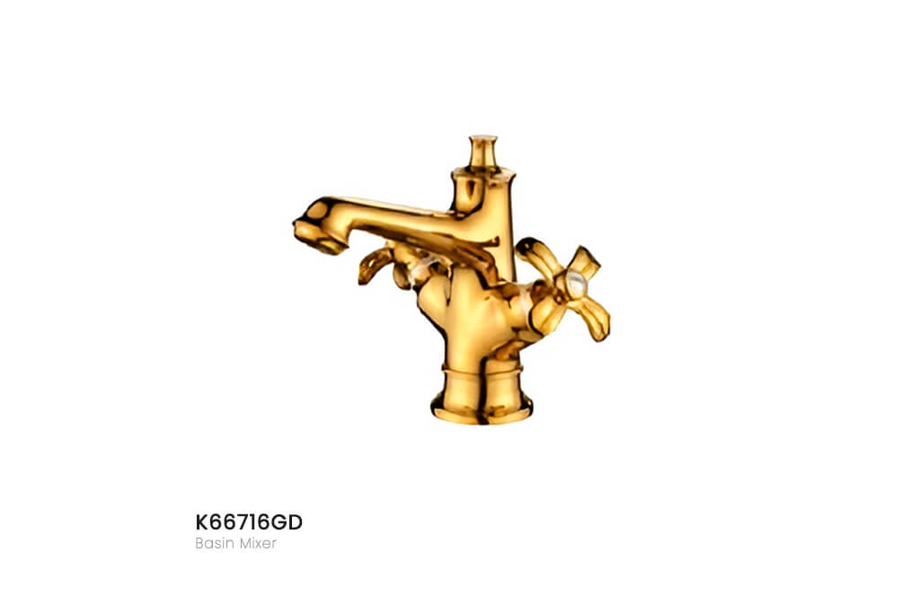 תקריב ברז ורסאי זהוב דגם K66716GD - פרטי מתכת יוקרתיים בגימור זהב
