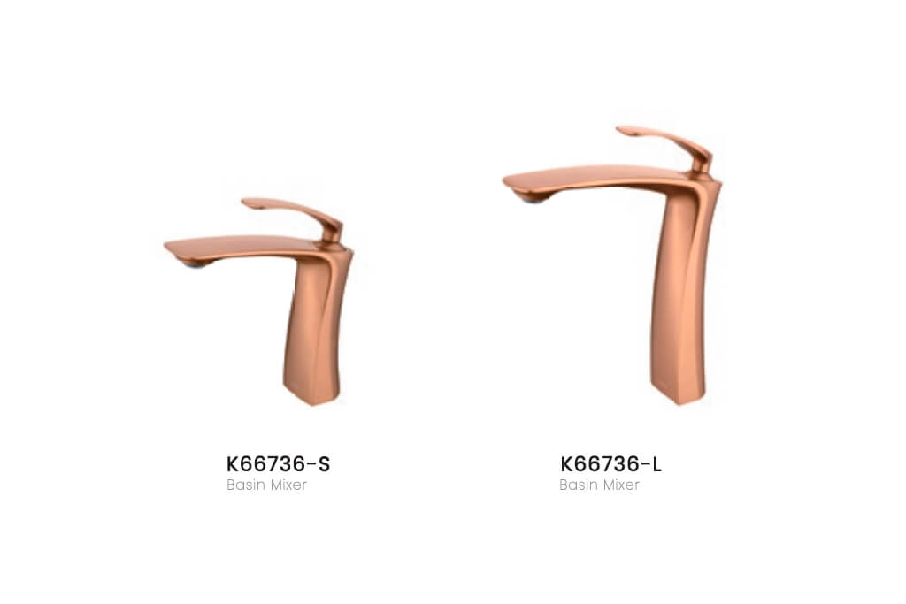 תקריב ברז רוז גולד דגם K66736 - פרטים עדינים בגוון יוקרתי