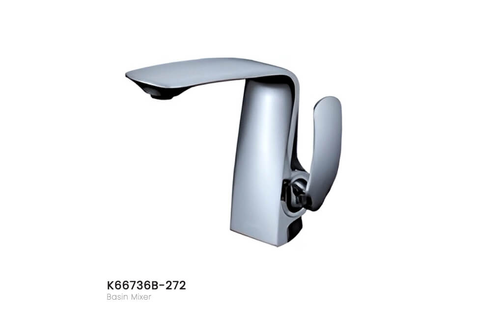 תקריב ברז מיקסר מודרני דגם K66736B-272 - פרטי גימור מתכתיים, קווים עדכניים