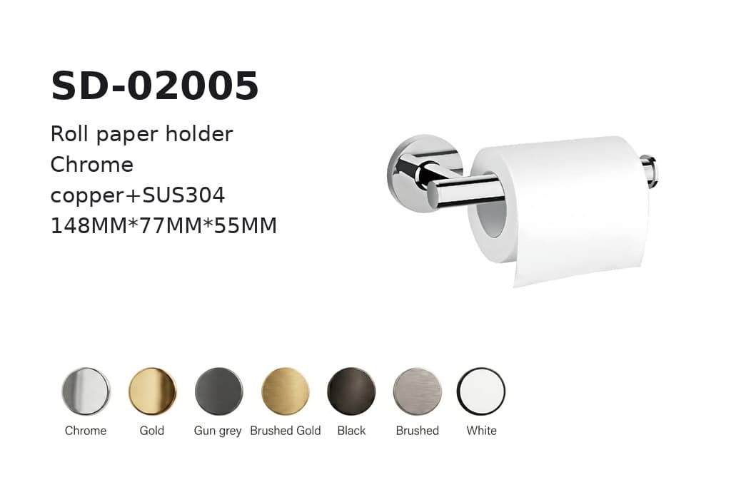 תמונה מוגדלת של מחזיק גליל נייר כרום דגם BA-SD-02005 – אביזר איכותי לאמבטיה ולשירותים