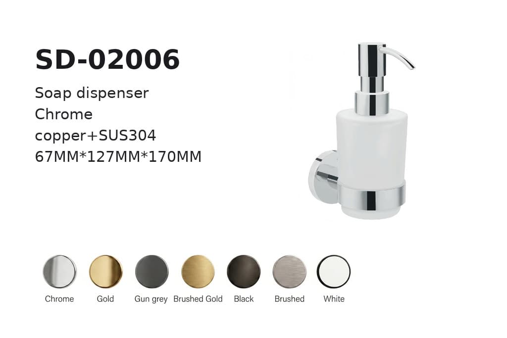 תמונה מוגדלת של דיספנסר סבון כרום דגם BA-SD-02006 – מתאים ליבוא אישי מסין
