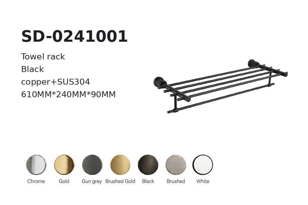 תמונה מוגדלת של מדף מגבות כרום דגם BA-SD-0241001 – מתאים לבחירת אביזרי אמבטיה מסין