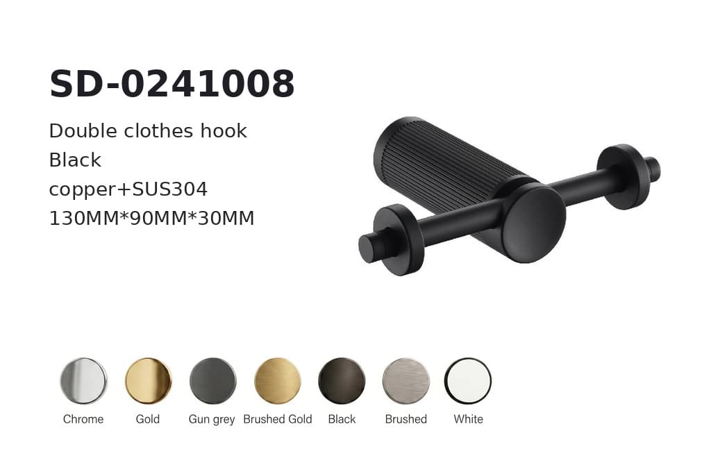 תמונה מוגדלת של וו תלייה כפול כרום דגם BA-SD-0241008 – פתרון סניטריה משלים לחדר רחצה