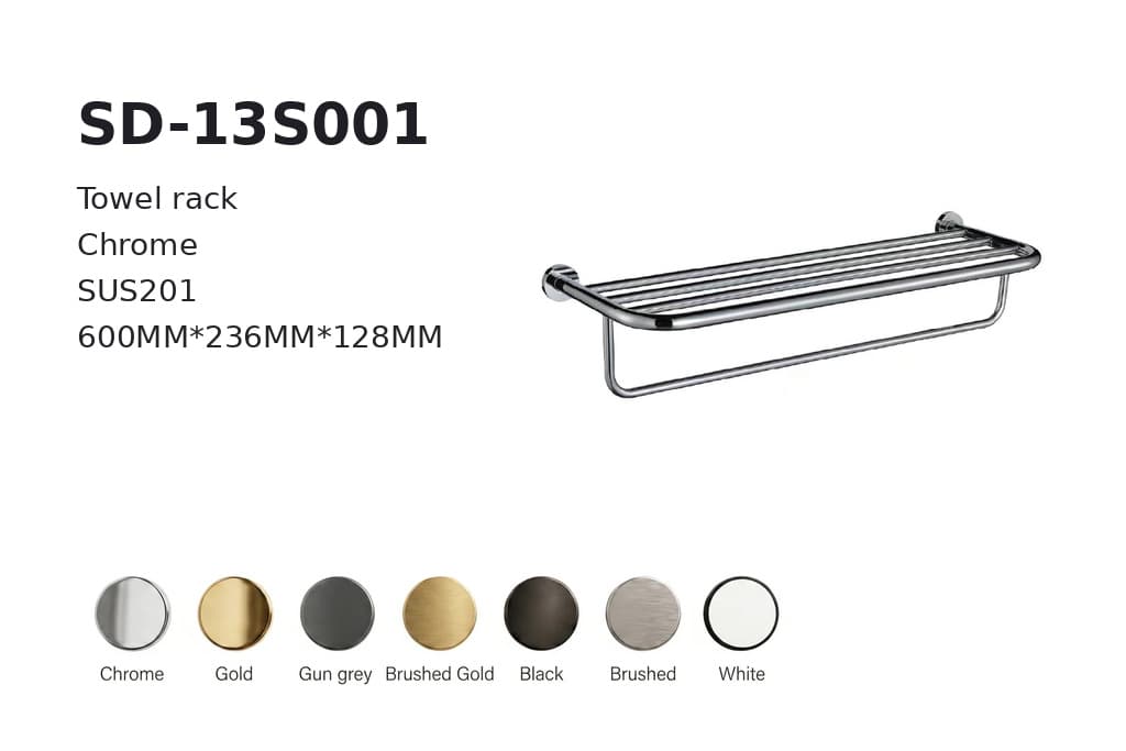תמונה מוגדלת של מדף מגבות כרום דגם BA-SD-13S001 – מתאים ליבוא אישי מסין