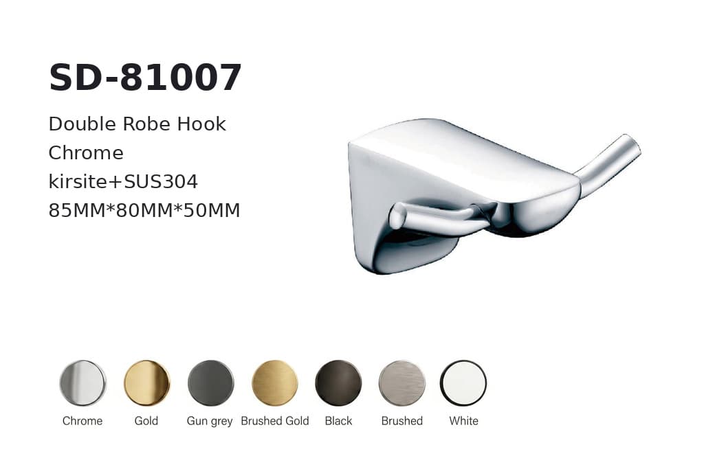 תמונה מוגדלת של וו תלייה כפול כרום דגם BA-SD-81007 – מתאים לבחירת אביזרי אמבטיה מסין