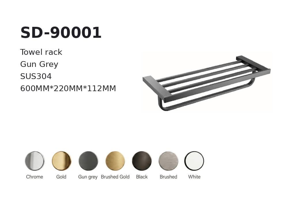תמונה מוגדלת של מדף מגבות גאן גריי דגם BA-SD-90001 – אססוריז לאמבטיה ביבוא מסין