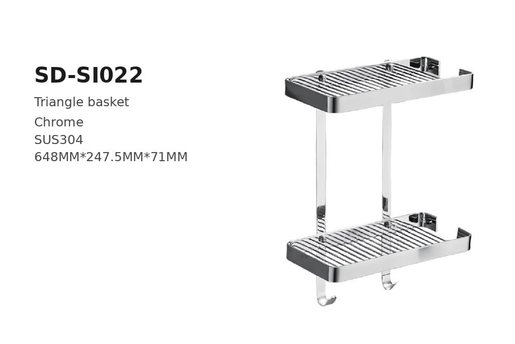 תמונה מוגדלת של מדף רשת דו-קומתי כרום דגם BA-SD-SI022 – אססוריז לאמבטיה ביבוא מסין