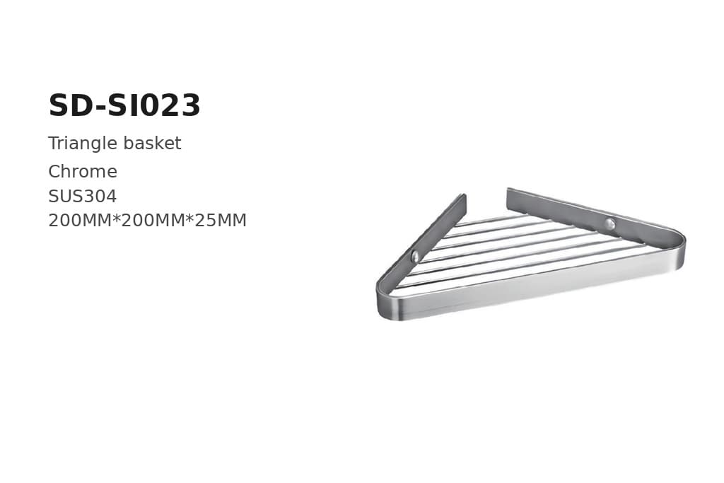תמונה מוגדלת של מדף פינה משולש כרום דגם BA-SD-SI023 – מוצר משלים לפרויקטים של יבוא מסין