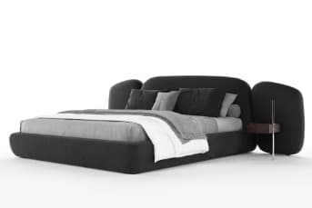 מיטה זוגית שחורה עם ראש מיטה מעוגל דגם ONYX