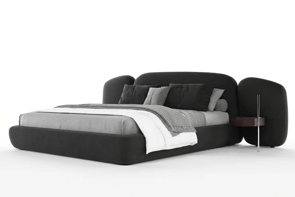 מיטה שחורה פיסולית לחדר שינה דגם ONYX