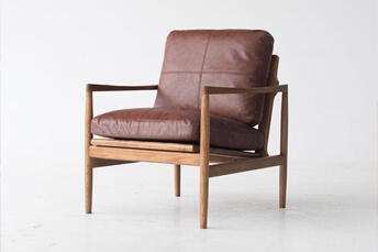 reading chair brown leather ash wood