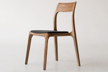 wooden dining chair with leather seat