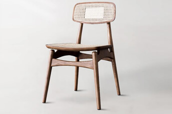 ash wood and rattan dining chair