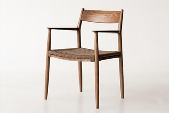 wooden chair with kraft paper rope seat